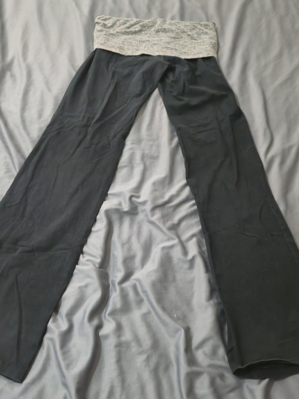 Victorias Secret PINK Spellout Y2K Foldover Wide Leg Yoga Pant Medium Black/grey - Picture 7 of 7